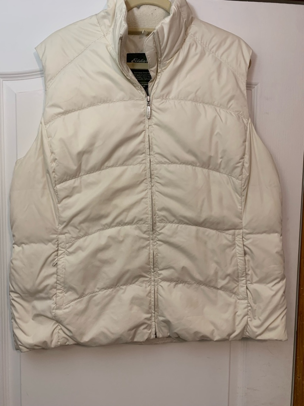 Eddie Bauer Womens XL White Goose Down Puffer Vest Zip Lightweight